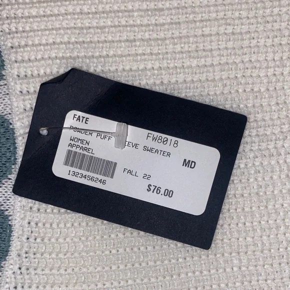 NWT Fate White Sweater with Multi-Color Paisley Statement Sleeves - Picture 3 of 6